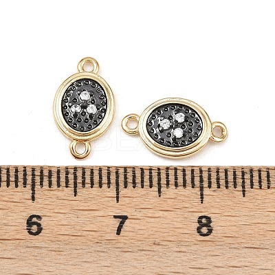 Brass Pave Clear Cubic Zirconia Connector Charms KK-L251-19G-01-1