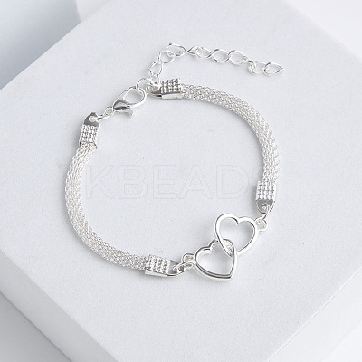 Double Heart Alloy Link Bracelets FS-WGC61CE-02-1