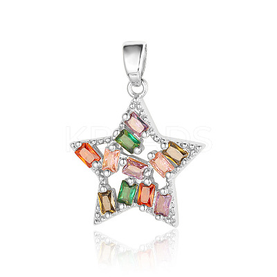 Brass Colorful Cubic Zirconia Pendants ZIRC-OY001-14P-1