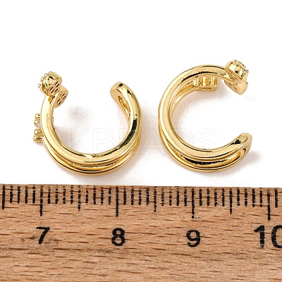 Brass Micro Pave Clear Cubic Zirconia Cuff Earrings LS-EJEW-D328-02G-02-1