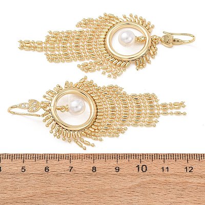 Brass Micro Pave Cubic Zirconia Dangle Earrings KK-CBADE12-05G-1