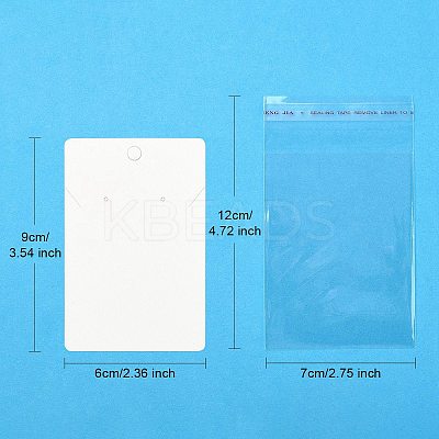 30Pcs Rectangle Paper One Pair Earring Display Cards with Hanging Hole DIY-YW0008-55A-1