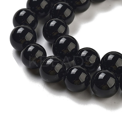 Natural Black Onyx Round Bead Strands X-G-R198-10mm-1