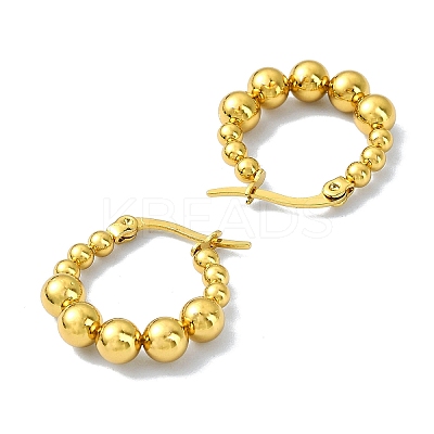 Ion Plating(IP) 304 Stainless Steel Round Beaded Hoop Earrings EJEW-C071-01G-1