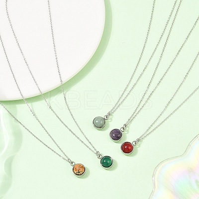 Natural Mixed Stone Pendant Necklaces NJEW-JN05489-01-1
