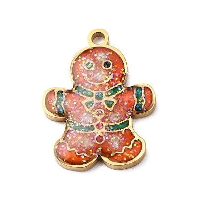 Christmas 304 Stainless Steel Enamel Pendants LS-STAS-B112-02G-05-1