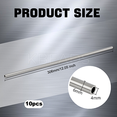 10Pcs 304 Stainless Steel Hollow Tube STAS-OC0001-31-1