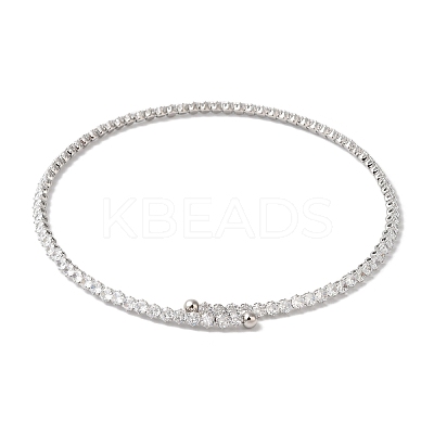 Rack Plating Brass Cubic Zirconia Elasticity Necklaces NJEW-S425-01P-1