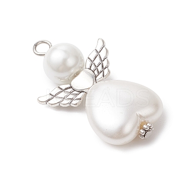 4Pcs 4 Styles ABS Plastic Imitation Pearl & Glass Pearl Pendants PALLOY-JF04039-1