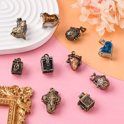 Brass Prayer Box Pendants KK-MSMC001-1-1
