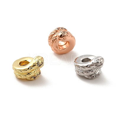 Rack Plating Brass Micro Pave Cubic Zirconia European Beads KK-C010-24-1