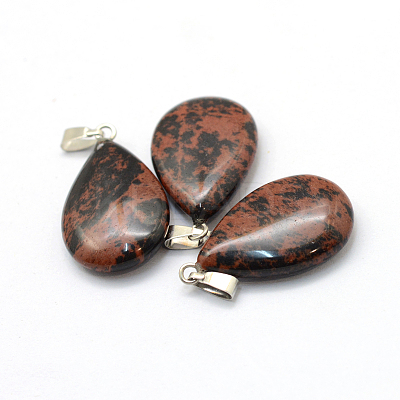 Teardrop Natural Mahogany Obsidian Pendants G-Q368-11-1