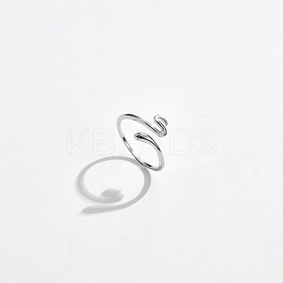 Anti-Tarnish Rhodium Plated 925 Sterling Silver Cuff Rings RJEW-BB56107-1