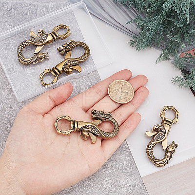 4Pcs 2 Styles Tibetan Style Brass Lobster Claw Clasps FIND-AR0002-52-1