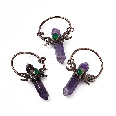 Natural Amethyst Double Terminal Pointed Big Pendants G-D483-01AB-1