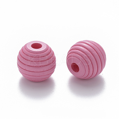 Painted Natural Wood Beehive European Beads WOOD-Q040-019A-A02-1