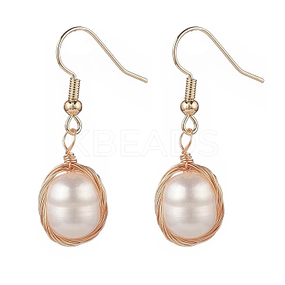 Natural Pearl Dangle Earrings EJEW-JE05167-02-1