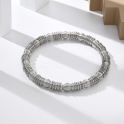 304 Stainless Steel Stretch Bangles for Women BJEW-P315-02B-P-1