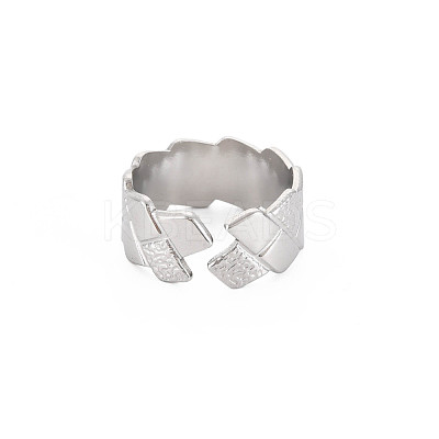 Non-Tarnish 304 Stainless Steel Grooved Open Cuff Ring for Women RJEW-S405-241P-1