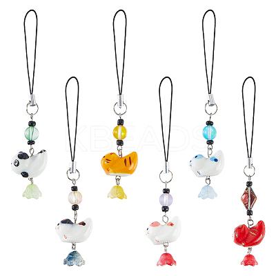 6Pcs 6 Style Alloy Enamel Pendant Decorations HJEW-WR00045-1