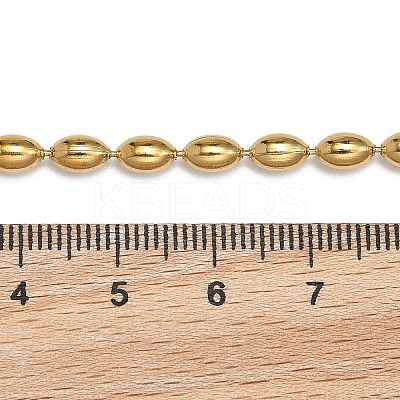 Ion Plating(IP) 304 Stainless Steel Oval Ball Chain Bracelets for Women BJEW-C046-01G-1