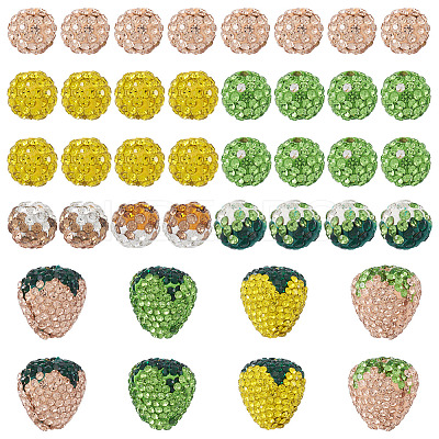 64Pcs Handmade Polymer Clay Rhinestone Beads CLAY-BT0001-15-1
