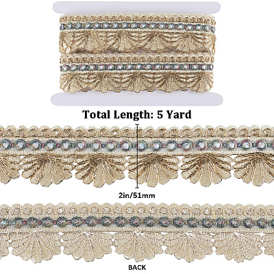 5 Yards Ethnic Style Polyester Organza Fan Shaped Lace Ribbon OCOR-CY0001-18-1