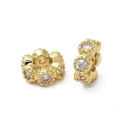 Brass Micro Pave Cubic Zirconia Beads KK-B142-18G-1