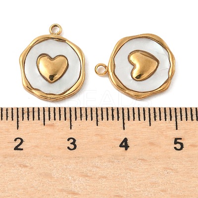 304 Stainless Steel Pave Natural Shell Pendants X-STAS-F319-02B-G02-1