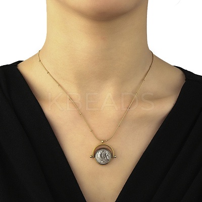 Ion Plating(IP) 304 Stainless Steel Rotatable Alexander Pendants Necklaces NJEW-K259-07G-1