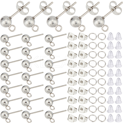 150Pcs 202 Stainless Steel Ball Stud Earring Findings STAS-SP0001-52C-P-1