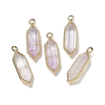 Natural Amethyst Faceted Double Terminal Pointed Pendants G-G181-05G-02-1