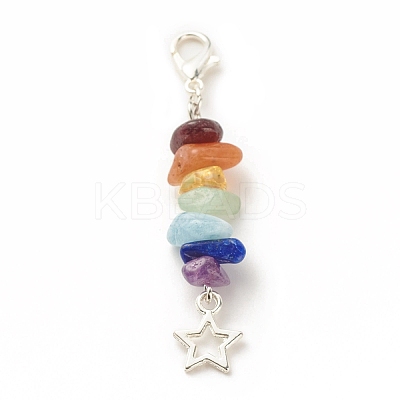 Chakra Theme Natural Gemstone Pendant Decorations X1-HJEW-JM00645-03-1