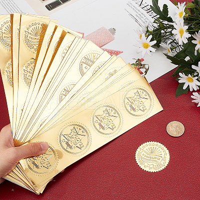30 Sheets 6 Style Plastic Self Adhesive Gold Foil Embossed Stickers DIY-CP0006-33-1