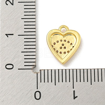 Heart with Evil Eye Rack Plating Brass Clear Cubic Zirconia Pendants KK-P277-14G-1