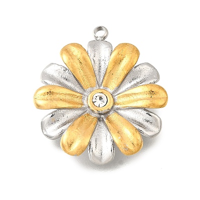 304 Stainless Steel & Rhinestone Pendants STAS-M123-02A-PG-1