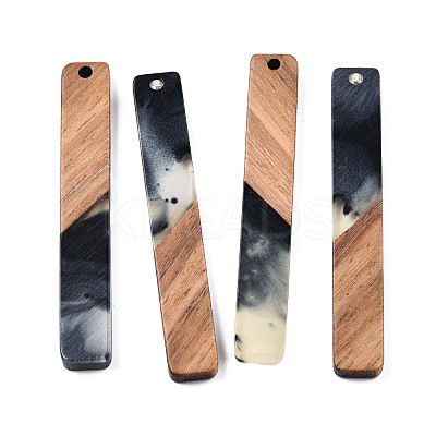 Transparent Resin & Walnut Wood Big Pendants RESI-N025-034-C01-1