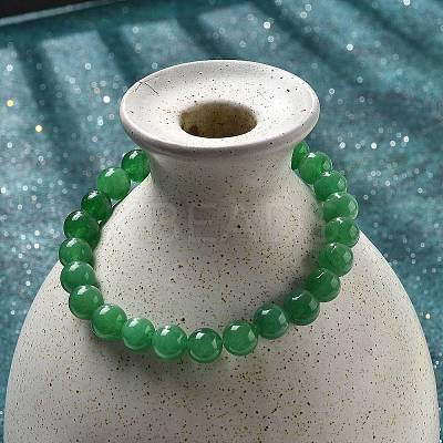 Natural Malaysia Jade(Dyed) Bead Stretch Bracelets BJEW-K212-B-013-1