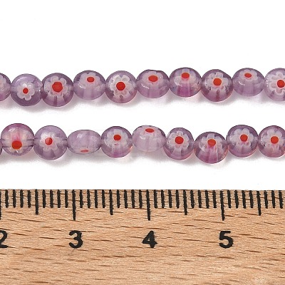 Handmade Millefiori Glass Flat Round Bead Strands LK-P010-A-01-1