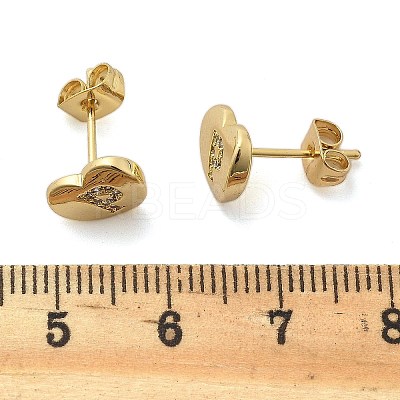 Rack Plating Brass Micro Pave Clear Cubic Zirconia Stud Earrings EJEW-K299-01G-P-1