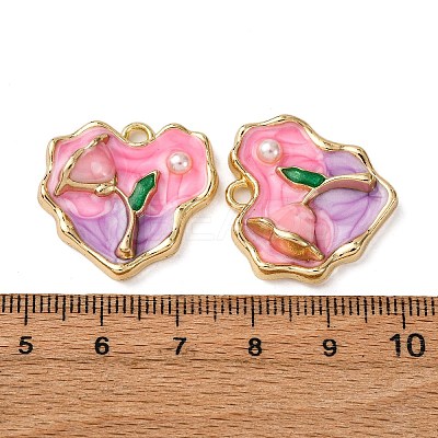 Alloy Enamel Flower Pendants ENAM-B028-41KCG-02-1