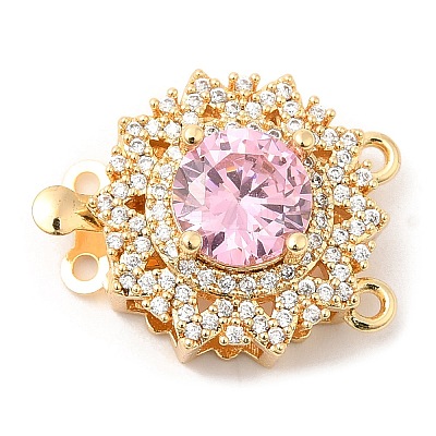 Brass Micro Pave Clear Cubic Zirconia Box Clasps KK-E052-01C-G02-1