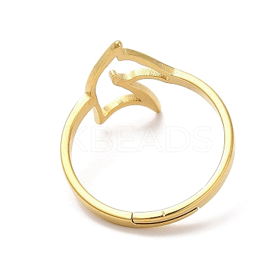 Ion Plating(IP) 304 Stainless Steel Hollow Horse Adjustable Ring RJEW-L107-023G-1
