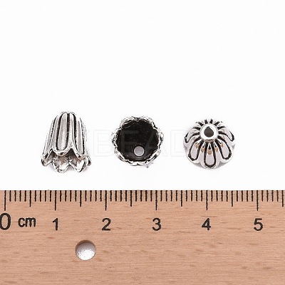 Cadmium Free & Lead Free Antique Silver Tibetan Style Flower Bead Caps X-TIBEB-00864-AS-R-1