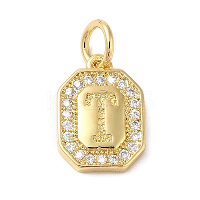 Real 18K Gold Plated Brass Micro Pave Clear Cubic Zirconia Pendants KK-L216-002G-T-1