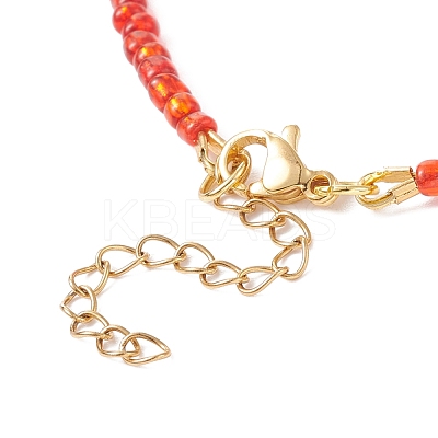 3Pcs 3 Style Glass Seed & Brass Heart Beaded Necklaces Set NJEW-JN03965-1