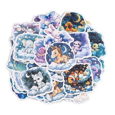 50Pcs PVC Adhesive Waterproof Stickers Self-Adhesive Stickers DIY-K078-04-1