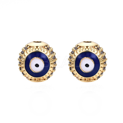 Brass Micro Pave Cubic Zirconia Beads KK-N227-88B-1