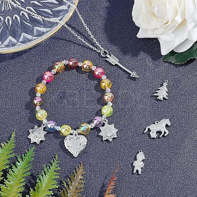 24Pcs 6 Styles 304 Stainless Steel Pendants STAS-UN0022-45-1