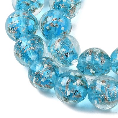 Luminous Handmade Gold Sand Lampwork Beads Strands LAMP-P051-L07-10mm-01-1